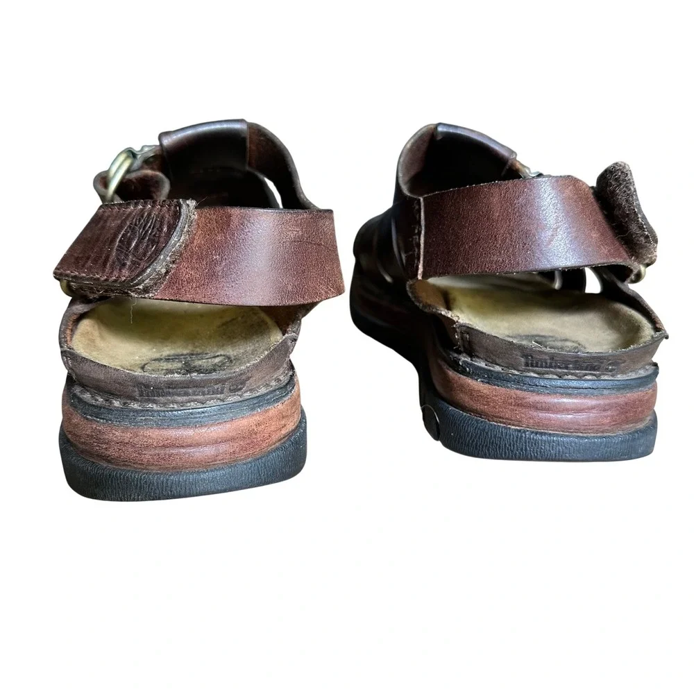 Timberland Mens Brown Leather Fisherman Sandals 8.5M 65042 Cage Strappy Buckle